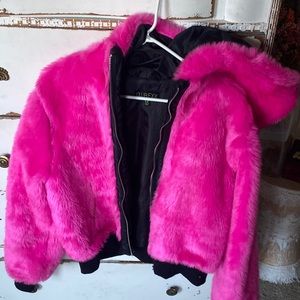 Hot pink fur jacket dolls kill